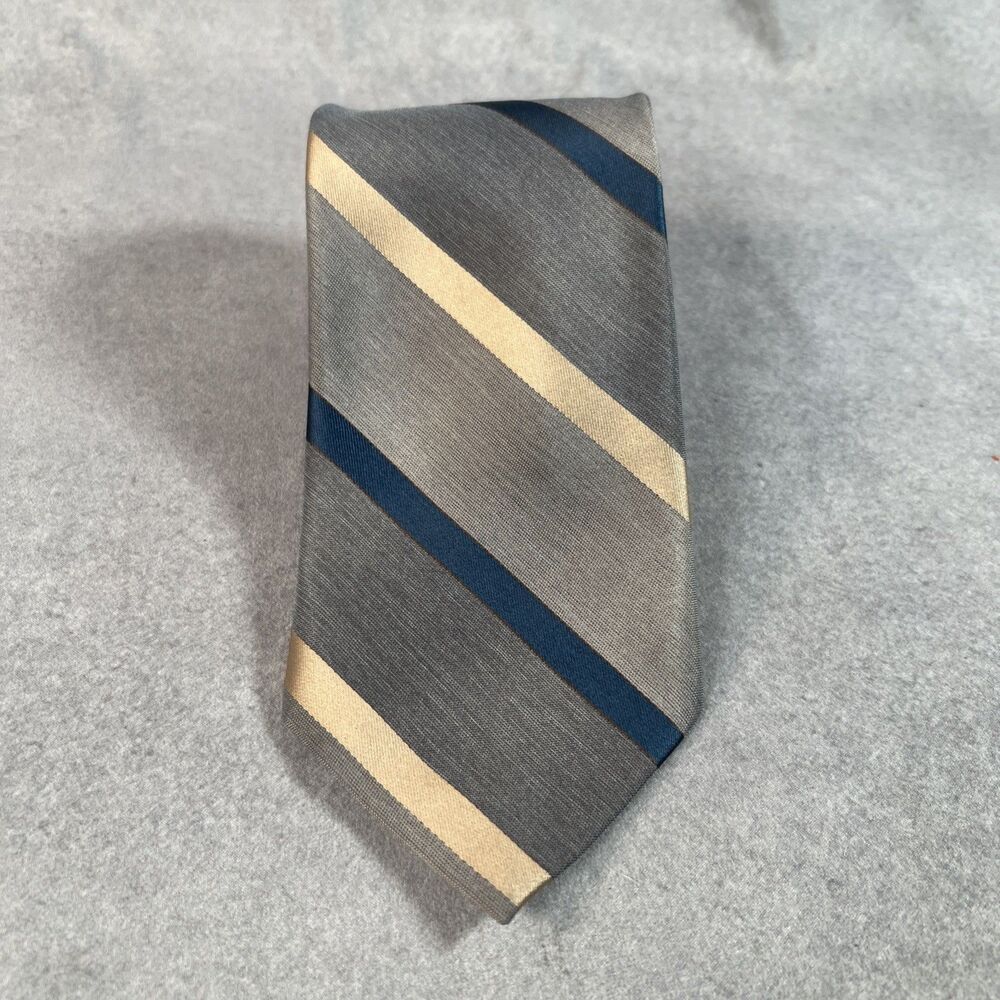 Towncraft Vintage Tie Gray W/ Blue & Gold Stripes
